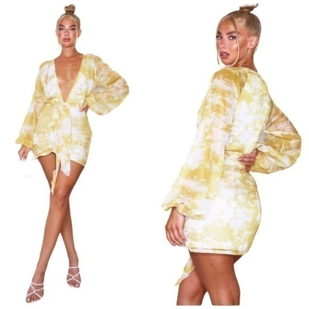 NWT! PLT Tie Dye Chiffon Long
Sleeve Bodycon Dress size 6